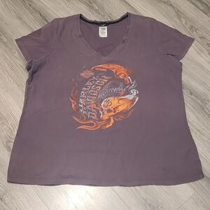 Vintage GUC Harley Davidson Vneck Pigeon Forge TN Faded Gray Tshirt